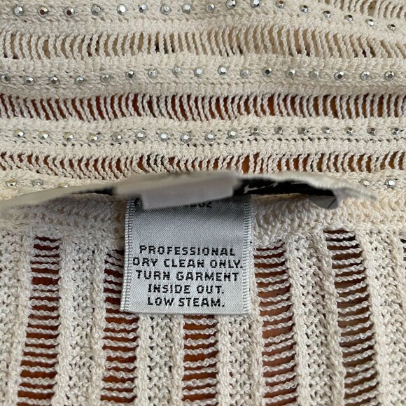 St. John Evening Ivory & Silver Metallic Knit Top Long Sleeve Medium - Picture 4 of 6